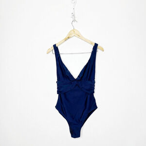 J.CREW Twist Front One Piece Swimsuit NAVY BLUE J2821 women's 10